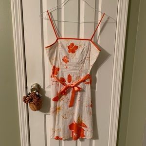 White and coral flower dress